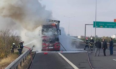 Nizip'te TIR yangını: Kül oldu