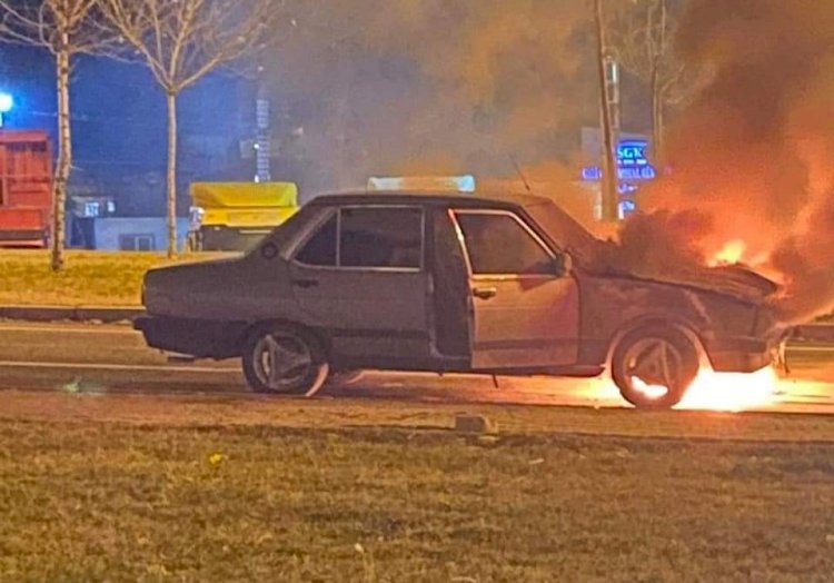 Seyir halindeki LPG'li araç alev alev yandı